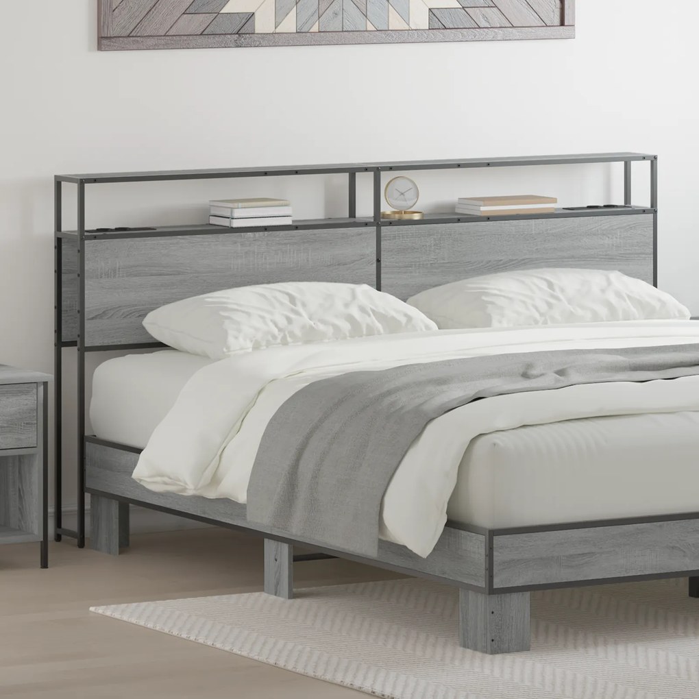 vidaXL Κεφαλάρι Αποθήκης Γκρι sonoma 200 cm Επεξεργασμένο ξύλο