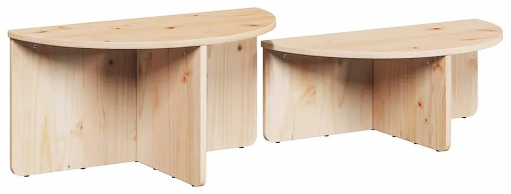 vidaXL Τραπεζάκι σαλονιού 2 pcs Φυσικό Μασίφ ξύλο πεύκου