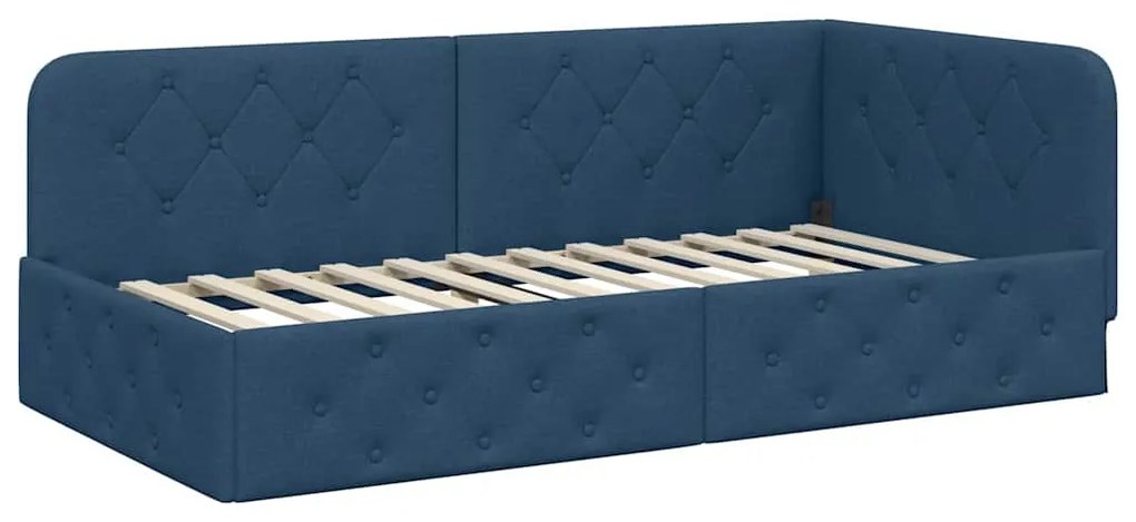 vidaXL Κρεβάτι Γωνίας με στρώμα με κεφαλάρι Μπλε 90 x 200 cm ύφασμα