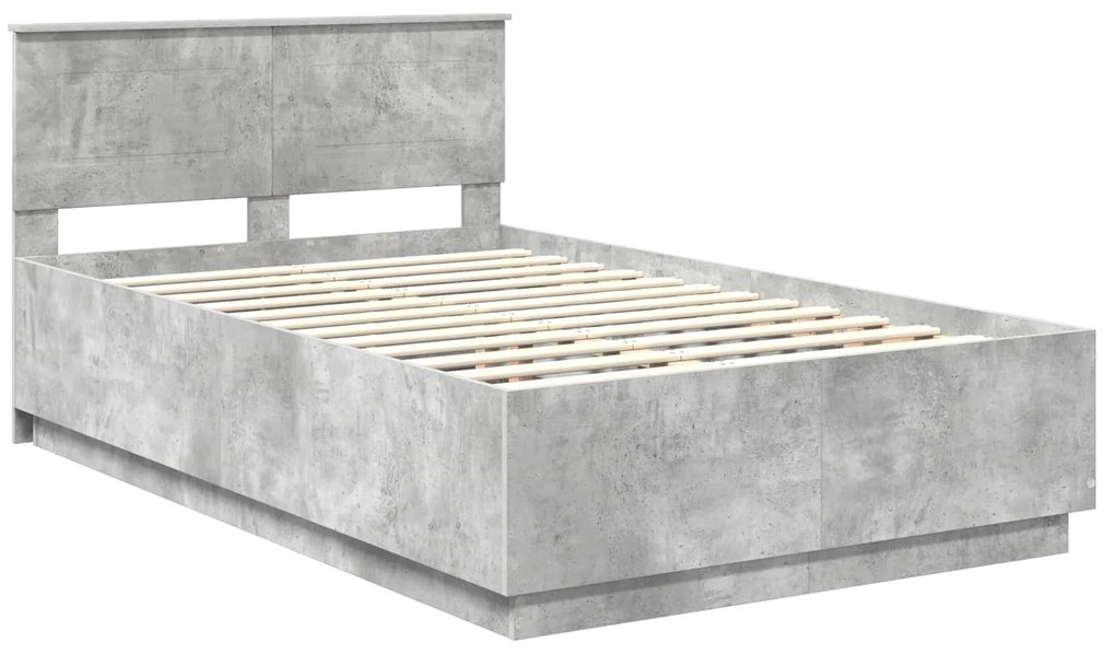 vidaXL Σκελετός Κρεβατιού με κεφαλάρι Σκυρόδεμα Γκρι 120 x 200 cm