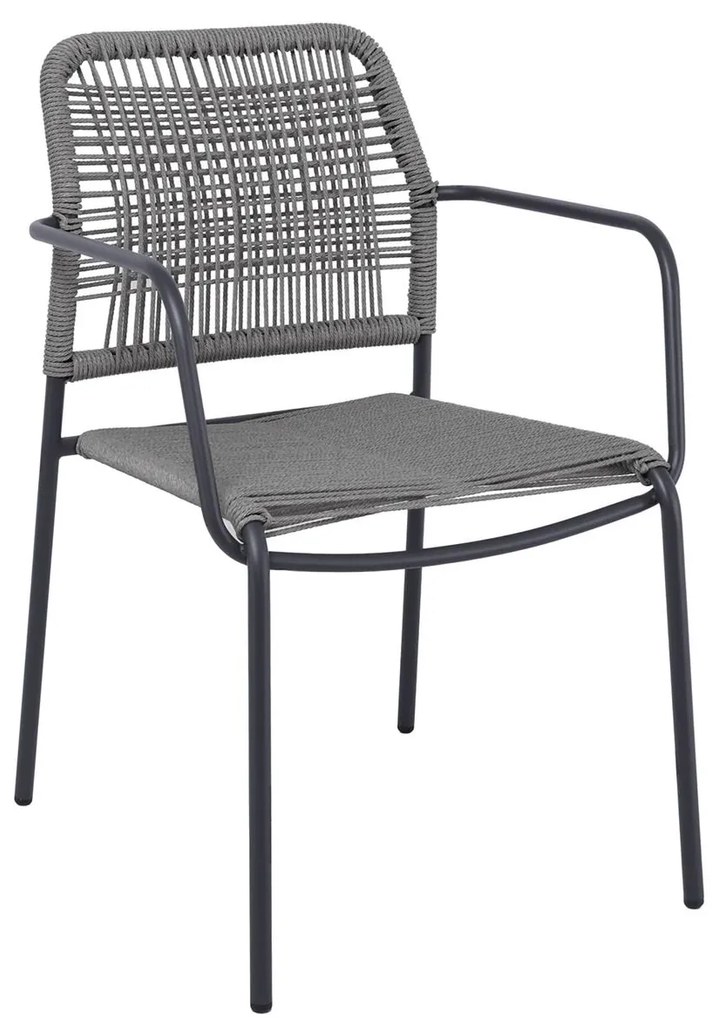 Πολυθρόνα Κήπου LUIGI Ανθρακί/Γκρι Wicker/Μέταλλο 52x61x79cm