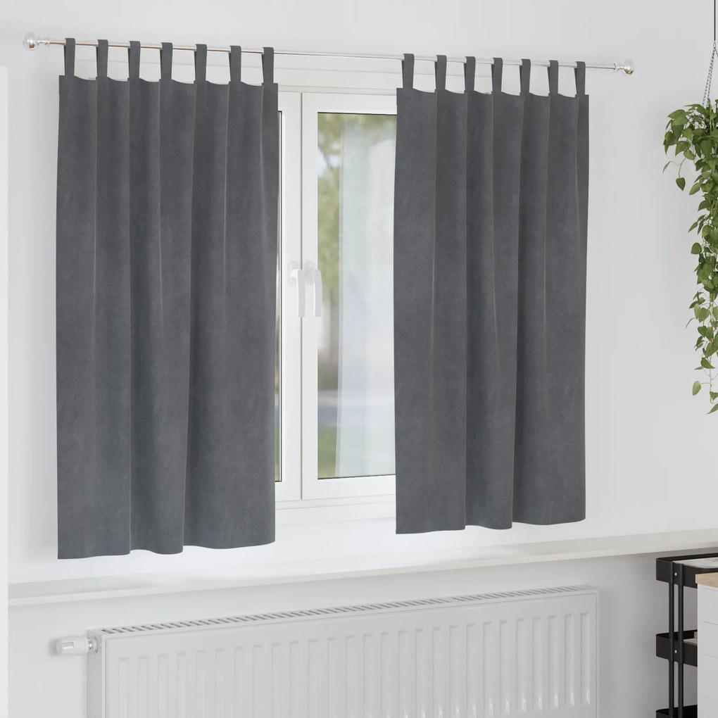 vidaXL Curtains blackout με βρόχους κρεμάσματος 2 τεμάχια Σούπερ ανοιχτό γκρι βελούδο