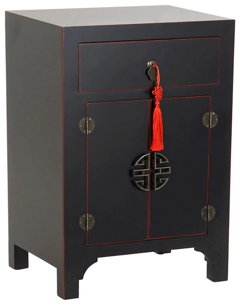 Κομοδίνο DKD Home Decor Έλατο Κόκκινο Μαύρο Ξύλο MDF 45 x 34 x 66 cm