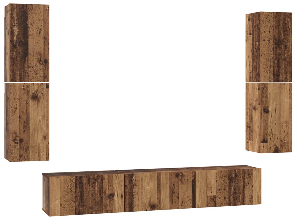 vidaXL Σετ επίπλου τηλεόρασης 7 pcs Παλιό ξύλο 80 x 30 x 30.5 εκ