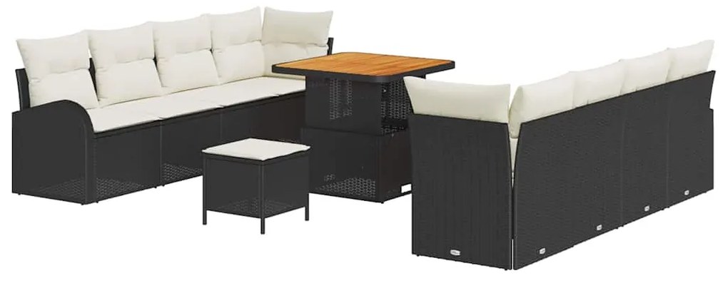 vidaXL Σετ Καναπέ Κήπου με μαξιλάρι 11 pcs Μαύρο Πολυ ράταν
