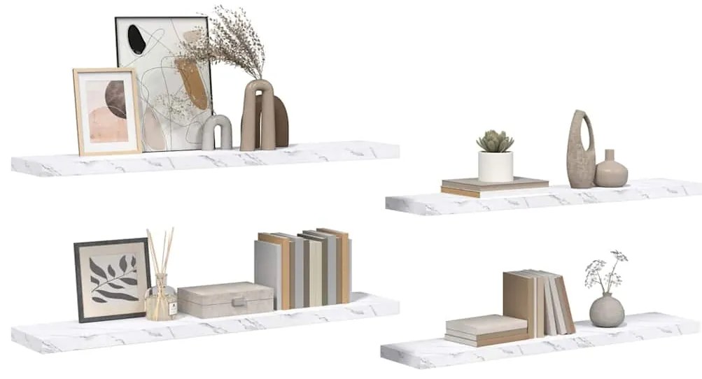 vidaXL Ράφι Τοίχου Επιτοίχιο 4 pcs Λευκό Μάρμαρο 120 x 23,5 x 4 εκ