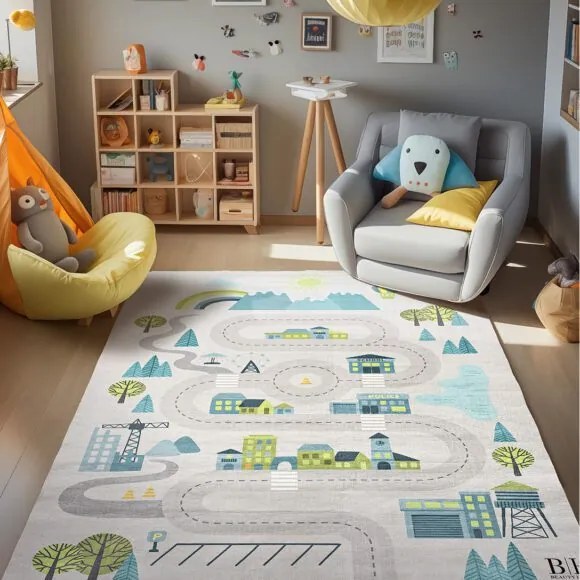 Beauty Home Χαλί παιδικό Fun Art 9560 135x180 Γκρι