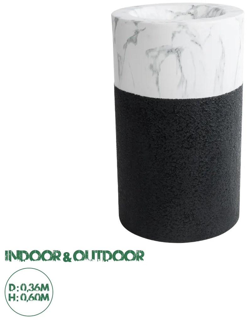 20769 GloboStar®  Artificial Garden ALMUDENA 20769 Επιδαπέδιο Πολυεστερικό Τσιμεντένιο Κασπώ Γλάστρα - Flower Pot Μαύρο με Λευκό Φ36 x Υ60cm