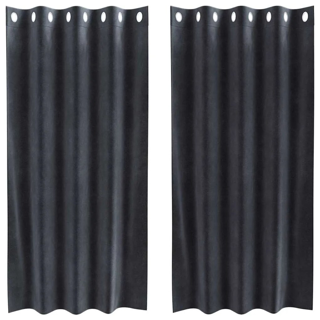 vidaXL Κουρτίνες με κουρτίνες 2 pcs Σκούρο γκρι 140 x 175 cm Βελούδο