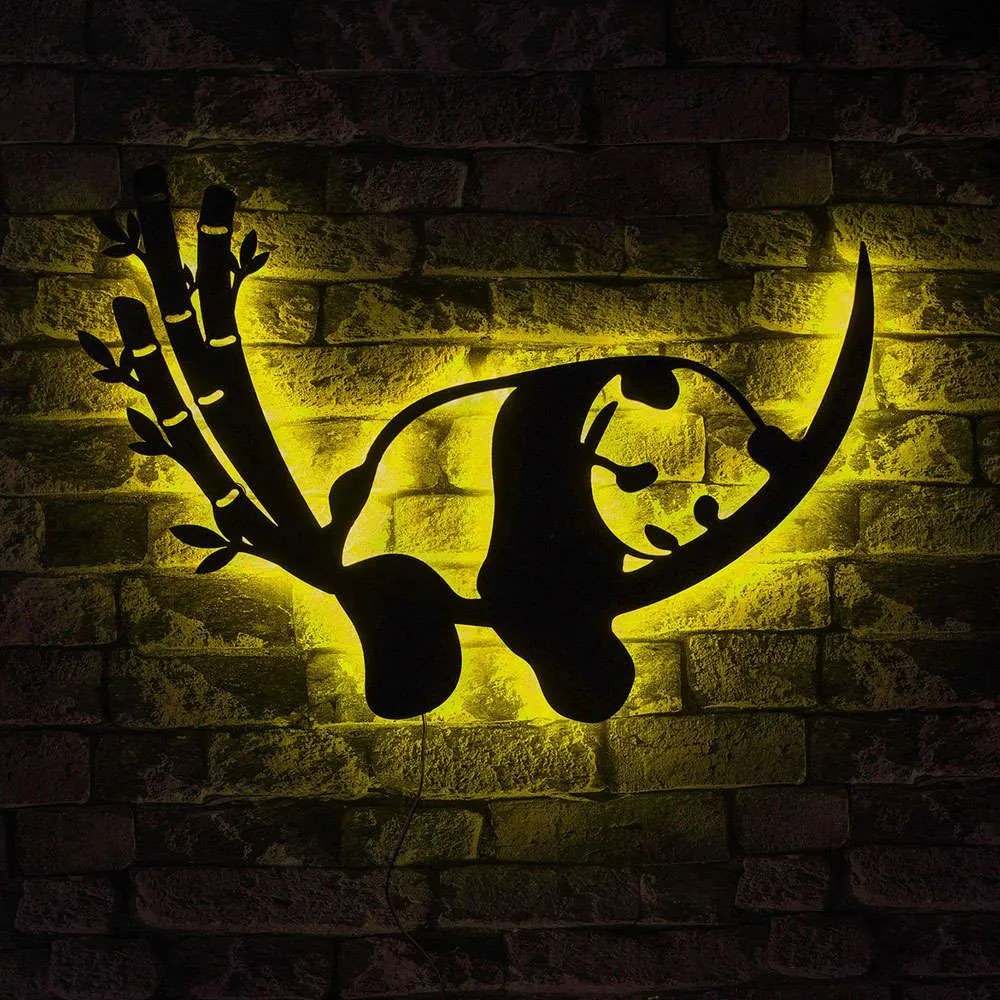 Διακοσμητικό Τοίχου Με Φως Led Baby Panda 692FRW1104 45x58cm Yellow-Black Wallity Mdf