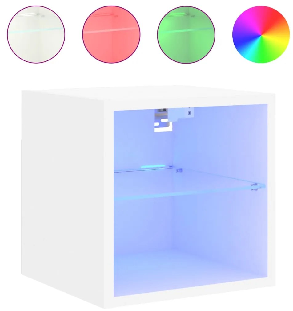 vidaXL Έπιπλα Τοίχου Τηλεόρασης με LED 2 Τεμ. Λευκά 30 x 28,5 x 30 εκ.