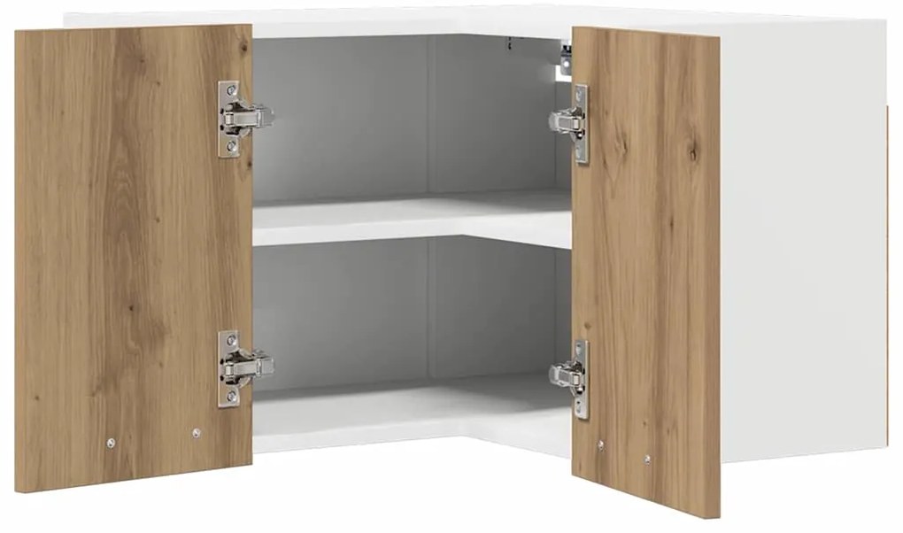 vidaXL Κρεμαστό ντουλάπι Χειροποίητη Δρυς και Λευκό 57 x 57 x 40 εκ.