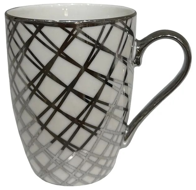 CHIC B ΚΟΥΠΑ NEW BONE CHINA ΛΕΥΚΟ SILVER D8,3xH10,5cm - 028832 - 028832