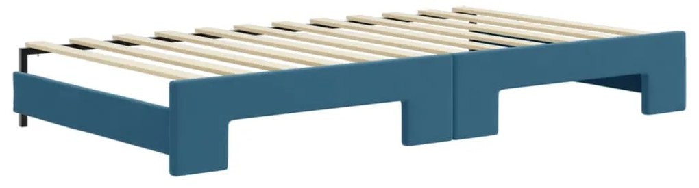 vidaXL Καναπές Κρεβάτι Συρόμενος Μπλε 100x200 εκ. Βελούδινος Στρώματα