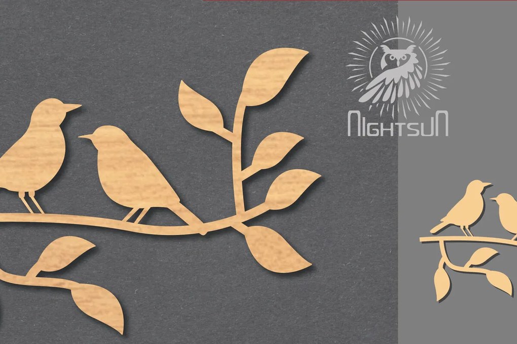 Σετ των 2 Intra απο ξύλο plywood 3mm-4mm πάχος - Διακόσμηση Couple Bird Cut Laser 1 Δίασταση 20x20 cm INTRAFABR-116548949