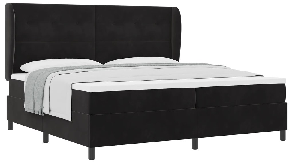 vidaXL κρεβάτι με στρώμα Box Spring Μαύρο 200x200 εκ Βελούδο