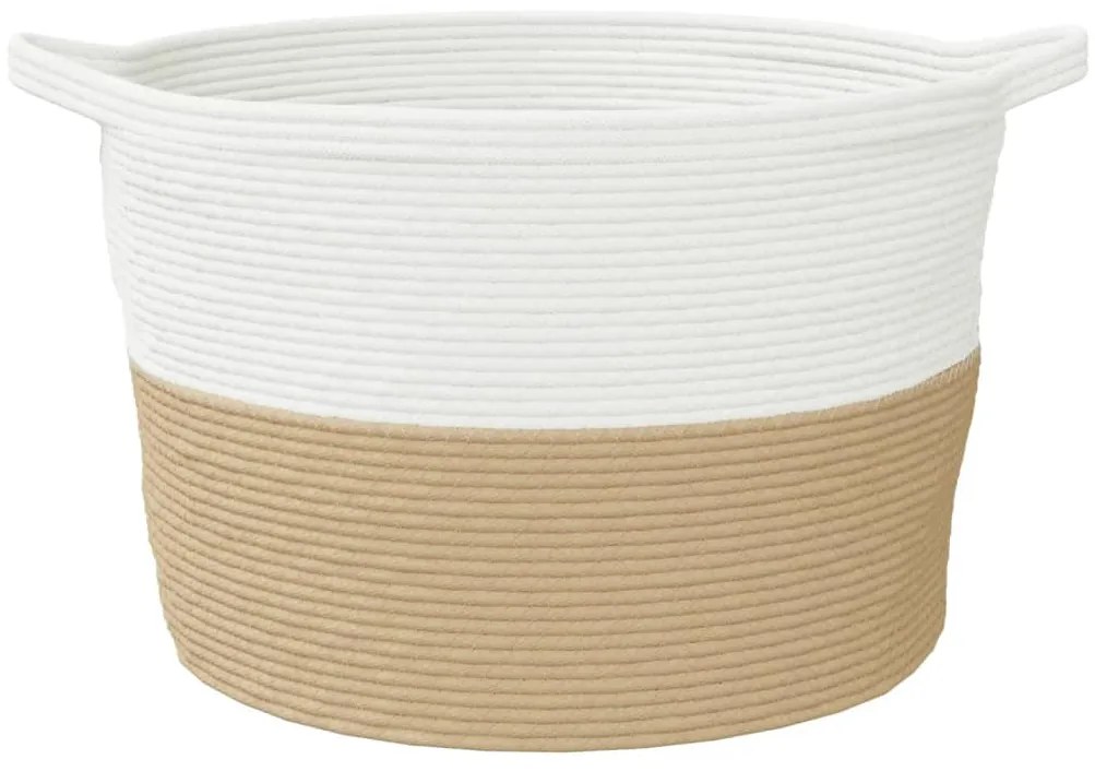vidaXL Καλάθι Απλύτων Μπεζ και Λευκό Ø60x36 εκ. Βαμβακερό