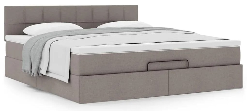 vidaXL Οθωμανικό κρεβάτι με στρώμα Taupe 180x200cm ύφασμα