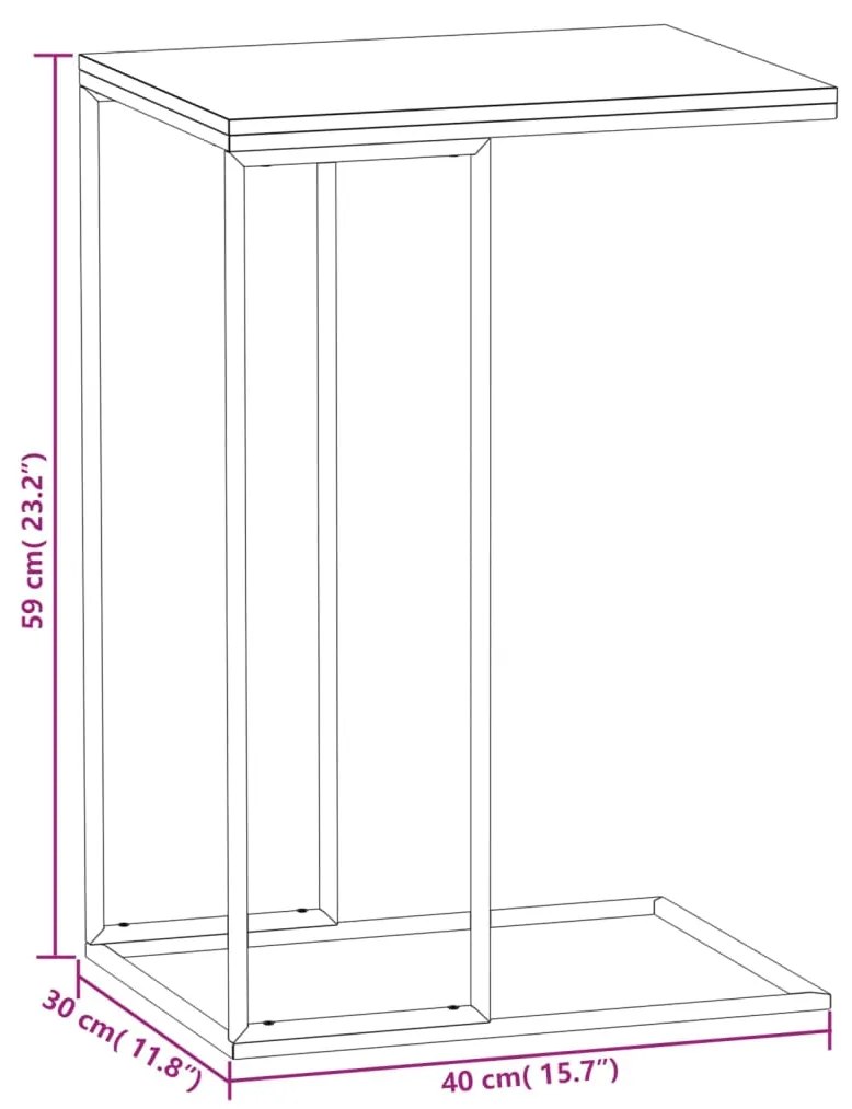 vidaXL Τραπέζι Βοηθητικό Λευκό 40 x 30 x 59 εκ. από Επεξεργασμένο Ξύλο