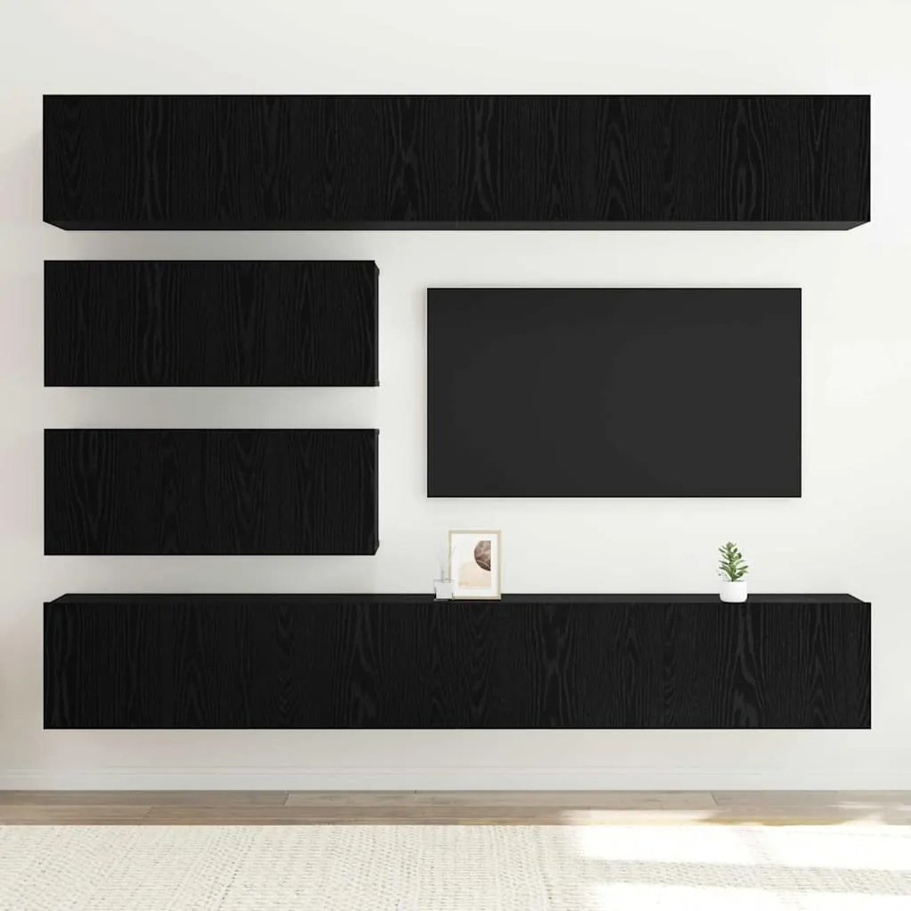 vidaXL Σετ επίπλου τηλεόρασης 10 pcs Μαύρη δρυς 100 x 30 x 30 cm