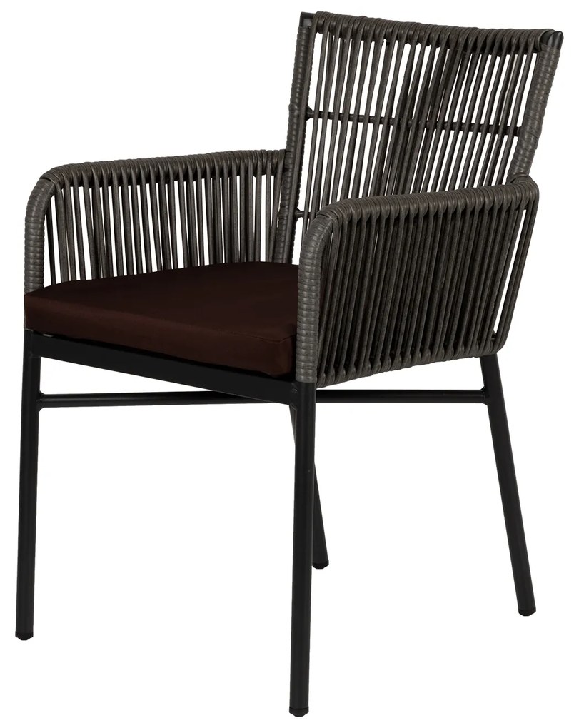 Πολυθρόνα Κήπου BLUENILE Μαύρο/Γκρι Αλουμίνιο/Rattan 56x60x89cm - 14840015 - 14840015