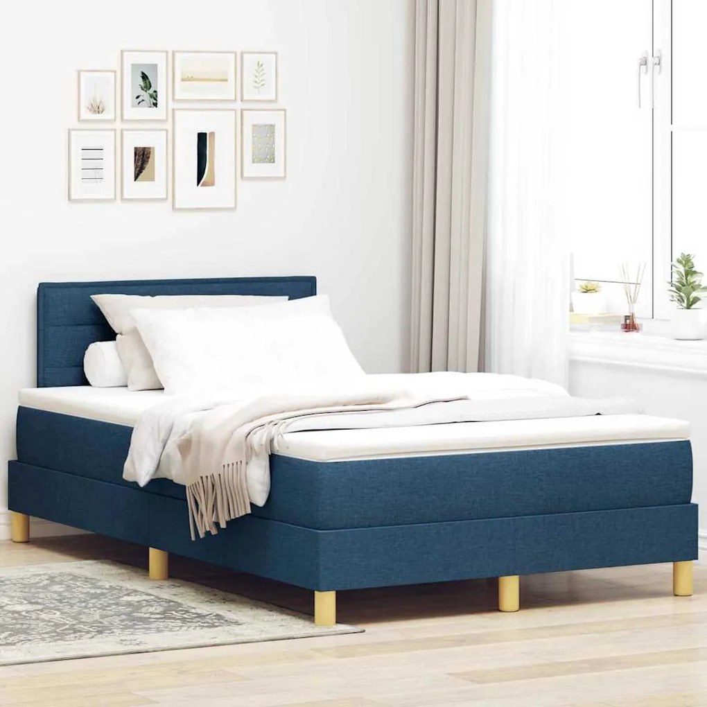 vidaXL Κρεβάτι με Στρώμα Μπλε 120x200 εκ. Ύφασμα