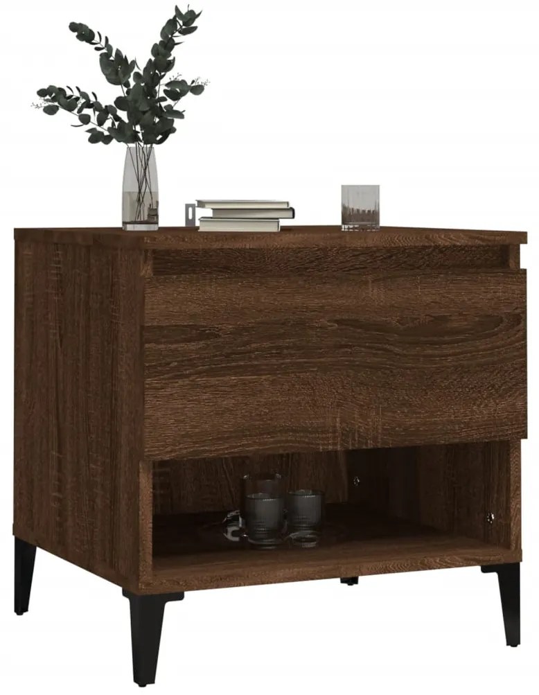 vidaXL Βοηθητικά Τραπέζια 2 τεμ. Καφέ Δρυς 50x46x50 εκ.Επεξ. Ξύλο