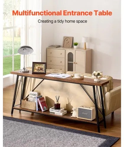 VEVOR Narrow Console Sofa Table Couch Table 2-Tier for Entryway & Living Room