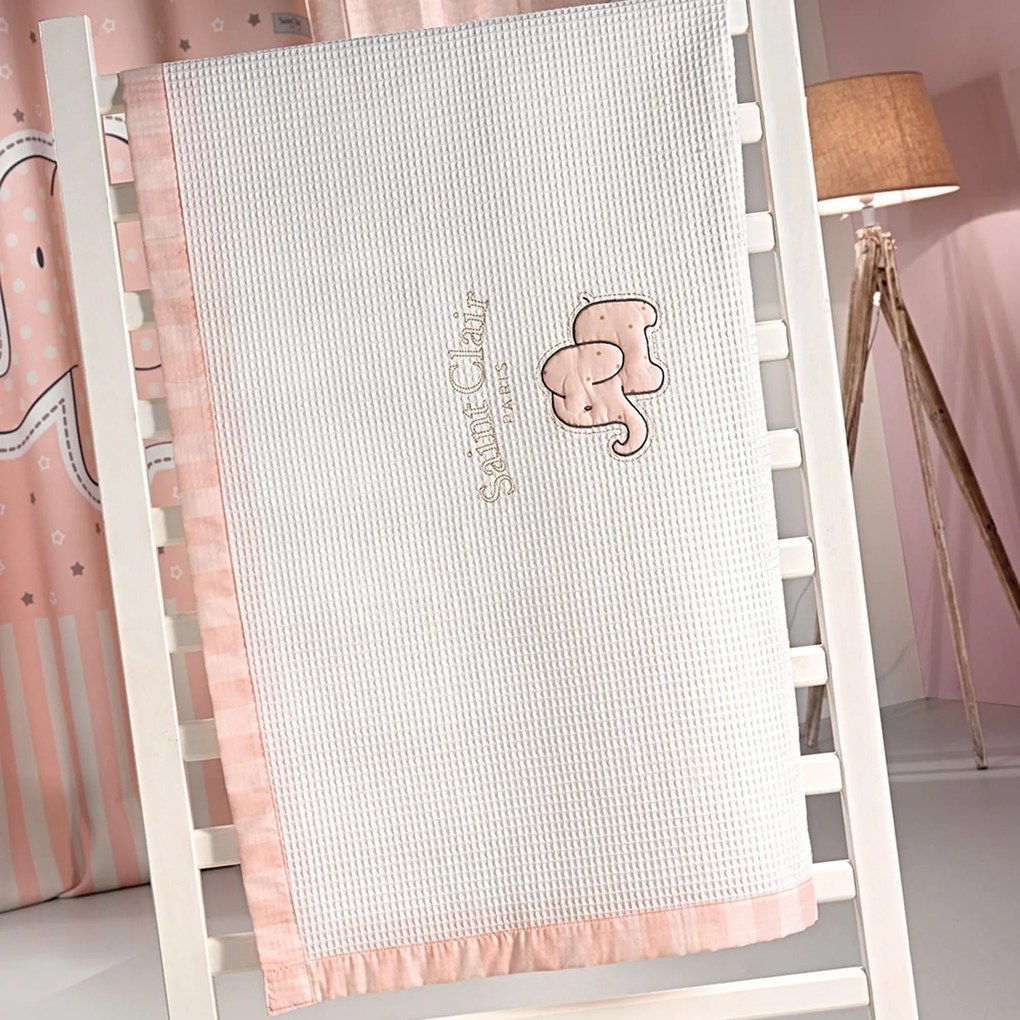 Κουβέρτα Βρεφική Πικέ Africa Pink Saint Clair Κούνιας 110x150cm 100% Cotton