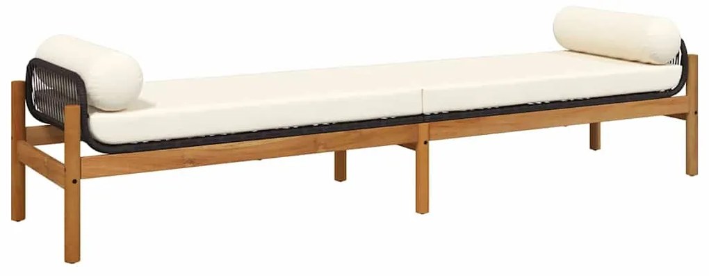 vidaXL Πάγκος Κήπου Μαύρος από Συνθετικό Ρατάν/Ακακία με Μαξιλάρι