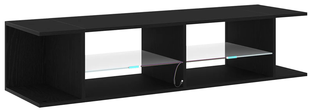 vidaXL Ντουλάπα τηλεόρασης με LED Φώτα Μαύρη Δρυς 135x39x30 εκ Επεξεργασμένο ξύλο