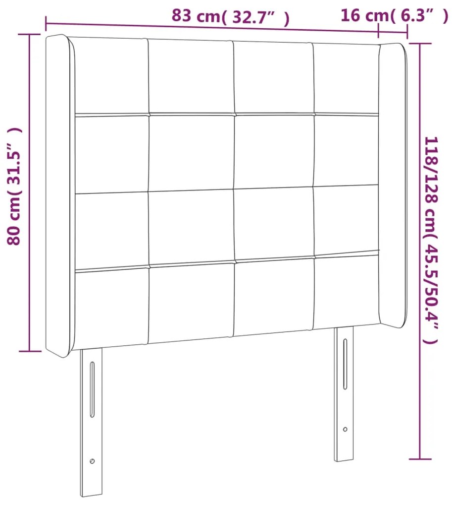 vidaXL Κεφαλάρι Κρεβατιού LED Taupe 83x16x118/128εκ. Υφασμάτινο