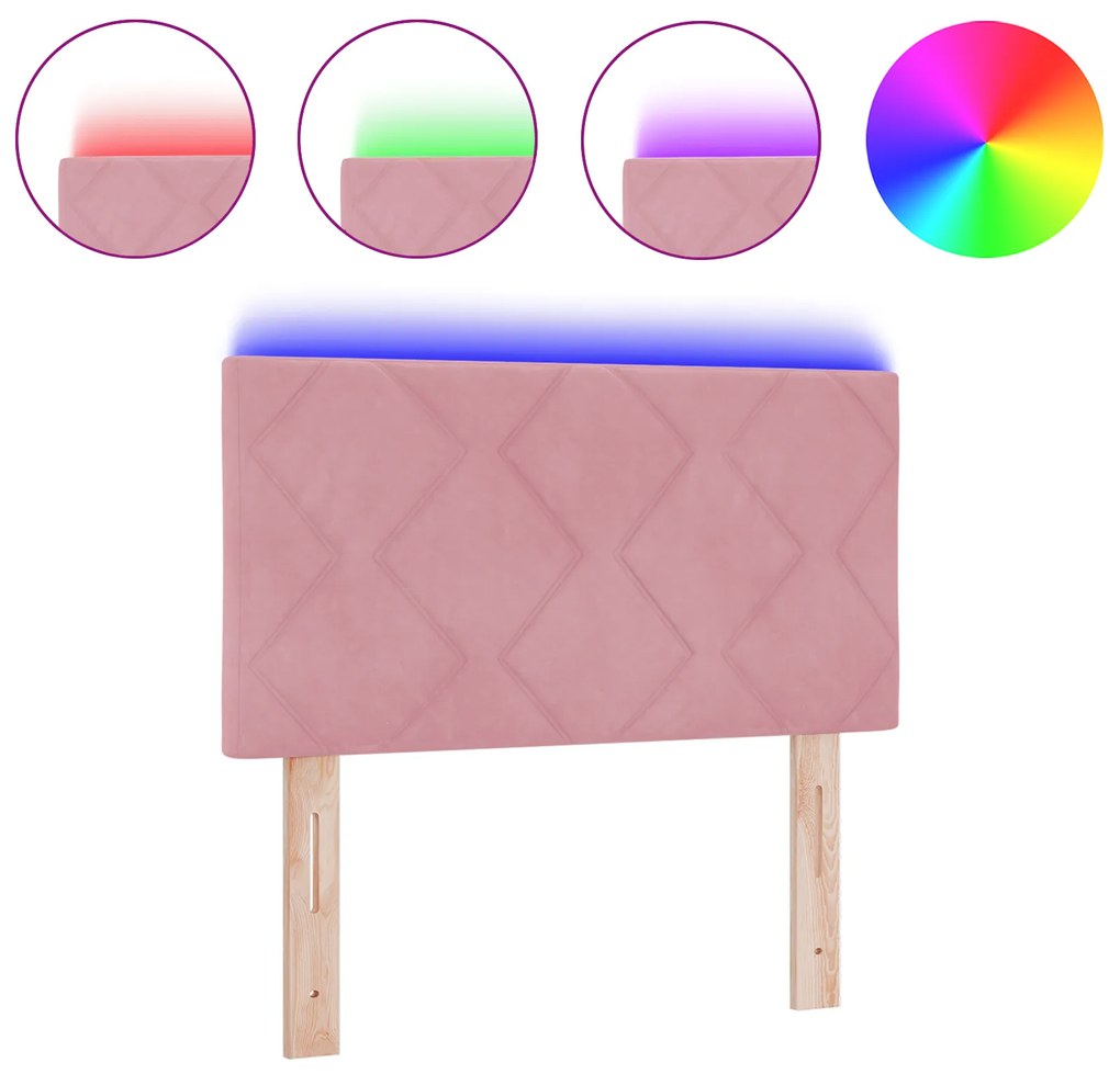 vidaXL LED Κεφαλάρι με φώτα λωρίδας LED Geometric Ροζ 80 cm Βελούδο