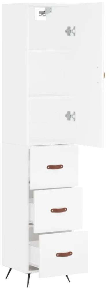 vidaXL Ντουλάπι Λευκό 34,5 x 34 x 180 εκ. από Επεξεργασμένο Ξύλο