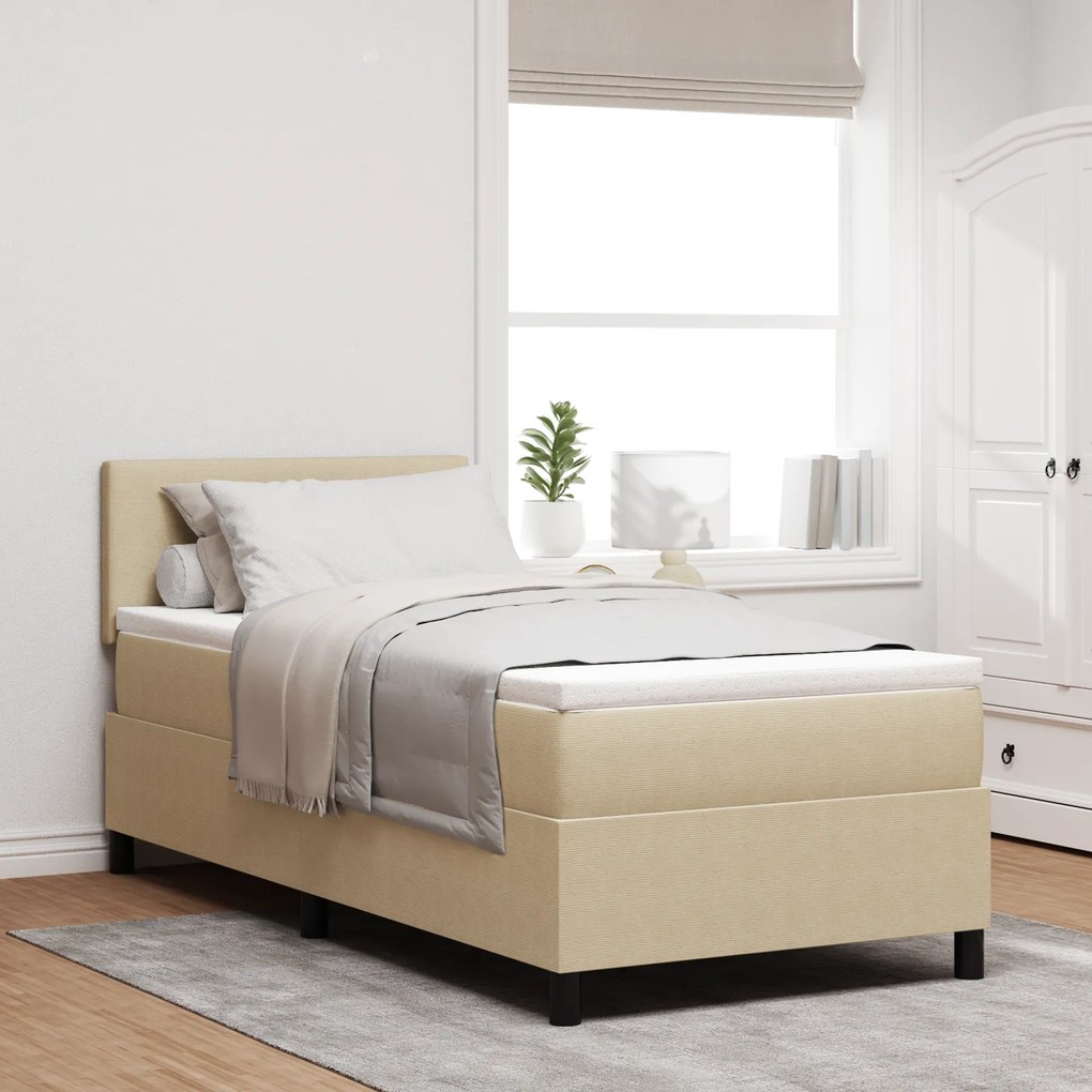 vidaXL Κρεβάτι Box Spring με Στρώμα Ανοιχτό Πράσινο Γκρι 90x200 εκ. Βελούδινο Ύφασμα