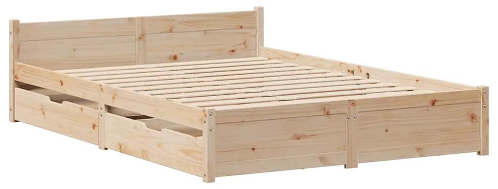 vidaXL Σκελετός Κρεβατιού Χωρίς Στρώμα 135x190 εκ Μασίφ Ξύλο Πεύκου