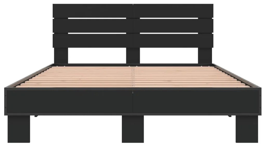 vidaXL Πλαίσιο Κρεβατιού Μαύρο 120x200 εκ. Επεξ. Ξύλο & Μέταλλο