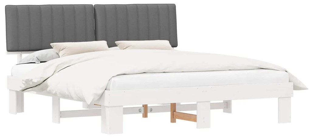 vidaXL Σκελετός Κρεβατιού με Επενδεδυμένο Κεφαλάρι Ανοιχτό γκρι