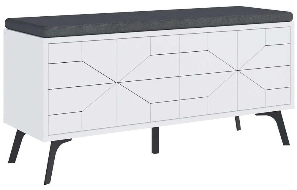 Παπουτσοθήκη Dune Bench 855DTE5123 107x35x55cm White Μοριοσανίδα, Μέταλλο