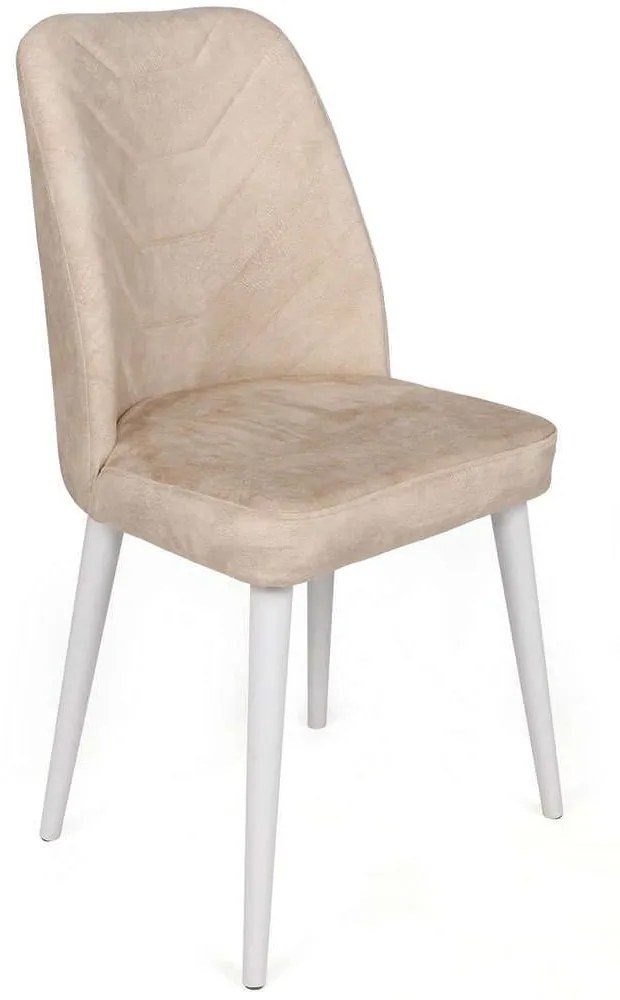 Καρέκλα Dallas (Σετ 4Τμχ) 974NMB1586 50x49x90cm Beige-White Μέταλλο,Βελούδο,Ξύλο