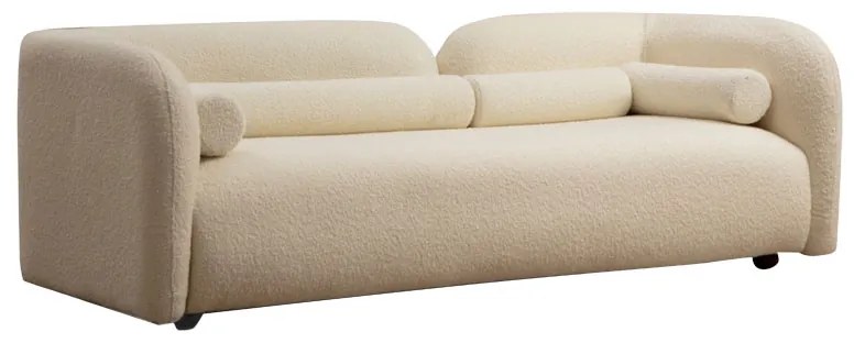 Καναπές 3θέσιος Tranquil I pakoworld ύφασμα μπουκλέ κρεμ 228x90x74εκ