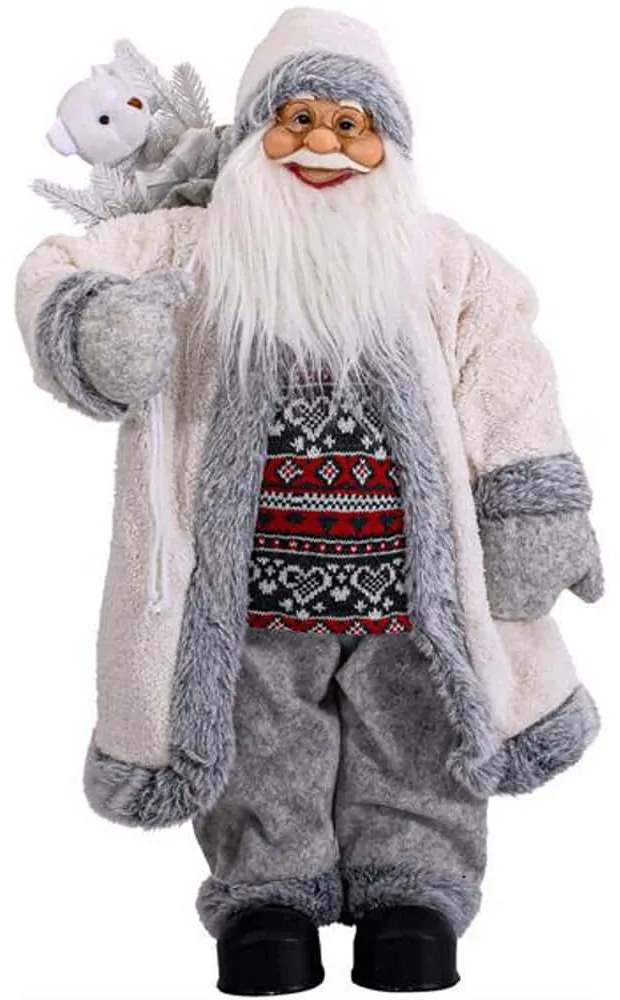 Χριστουγεννιάτικη Διακοσμητική Φιγούρα Άγιος Βασίλης 372-225-288 45cm White-Grey