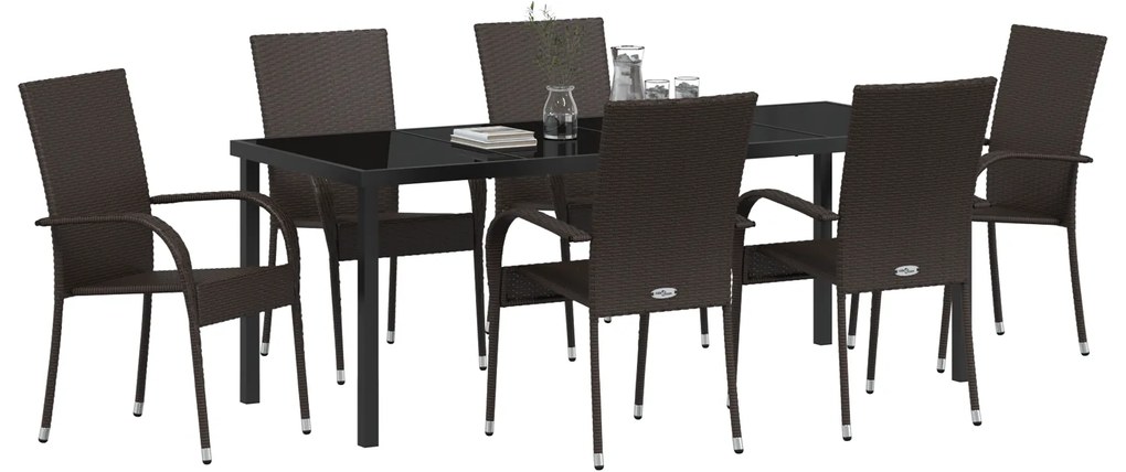 vidaXL Σέτ φαγητού για κήπο 7 pcs Καστανό