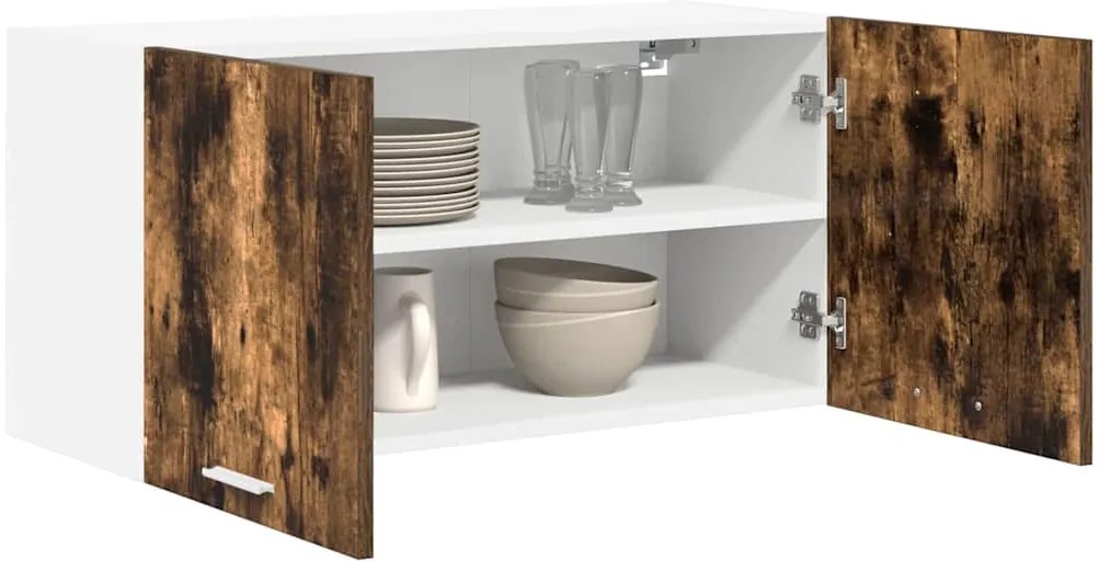 vidaXL Κρεμαστό ντουλάπι με αποθήκευση Καπνιστό Δρύς 80 x 31 x 40 εκ