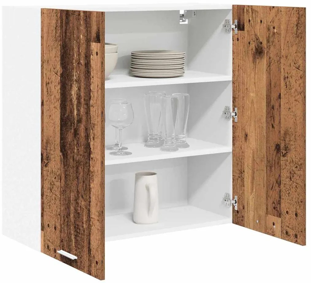 vidaXL Κρεμαστό ντουλάπι με αποθήκευση Παλιό ξύλο 80 x 31 x 80 εκ.