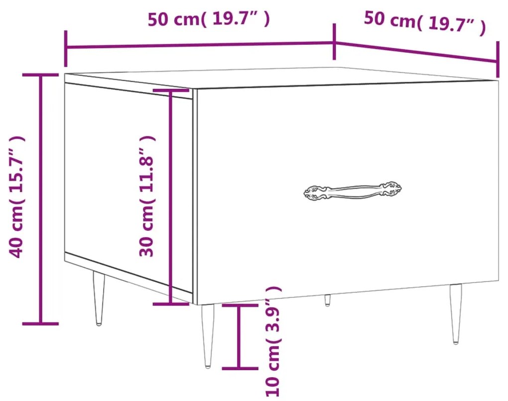 Τραπεζάκι Σαλονιού Γκρι Σκυροδ. 50 x 50 x 40 εκ. Επεξεργ. Ξύλο - Γκρι