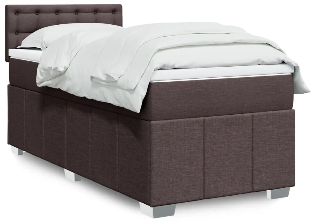 vidaXL Κρεβάτι Boxspring με Στρώμα Σκούρο Καφέ 80x200 εκ. Υφασμάτινο