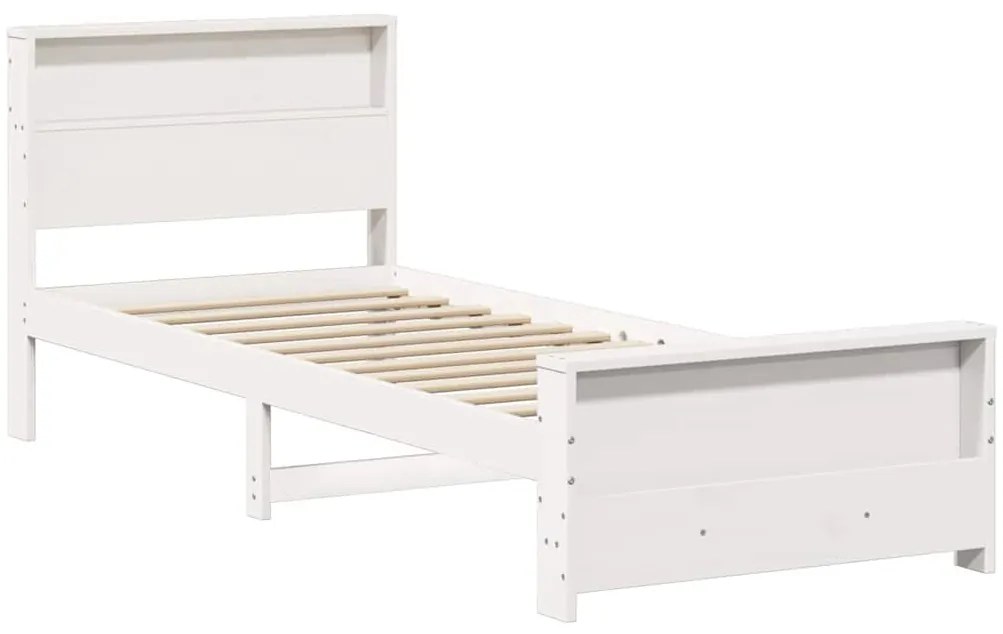 vidaXL Σκελετός Κρεβατιού Λευκό 90 x 190 cm Μασίφ ξύλο πεύκου