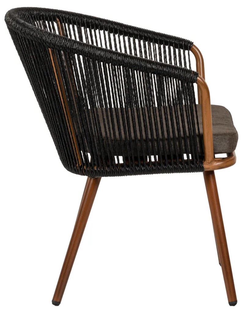 Πολυθρόνα Κήπου LOFOI Μαύρο/Καφέ Αλουμίνιο/Rattan 60x62x81cm - 14840010 - 14840010