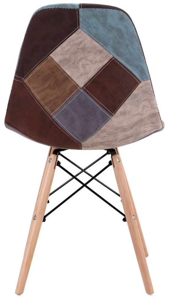 Καρέκλα CORYLOUS Patchwork Microfiber Ύφασμα/Ξύλο 51x46x82cm - 14590002